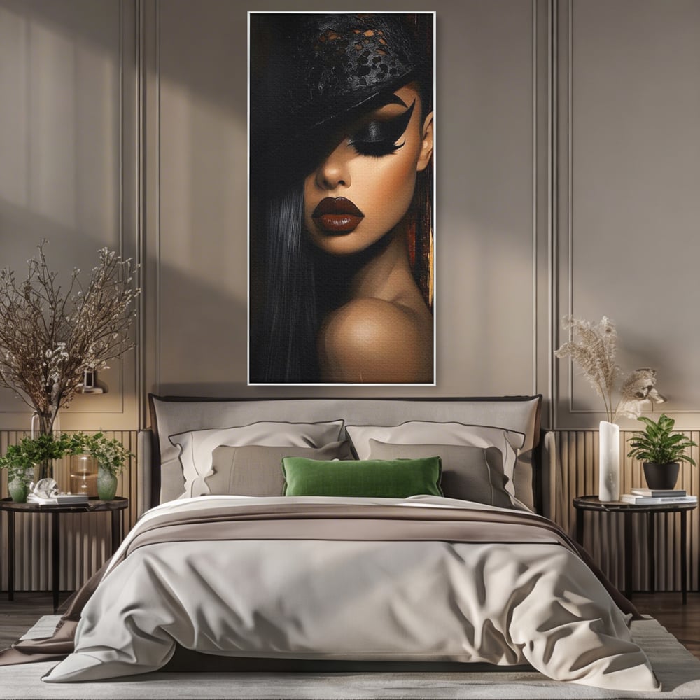 Tablou Canvas Premium, LuxCanva® G1197, Femeia Fatala, Glamour, Intunecat, Mister, Vizual, Seductie, Feminitate, Umbre, Teatral, Forta, Rafinament, Film, Aura, Birou, Living, Dormitor