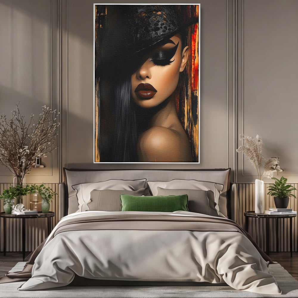 Tablou Canvas Premium, LuxCanva® G1197, Femeia Fatala, Glamour, Intunecat, Mister, Vizual, Seductie, Feminitate, Umbre, Teatral, Forta, Rafinament, Film, Aura, Birou, Living, Dormitor