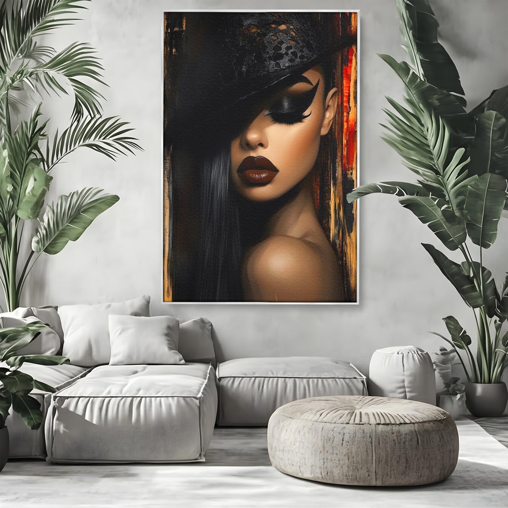 Tablou Canvas Premium, LuxCanva® G1197, Femeia Fatala, Glamour, Intunecat, Mister, Vizual, Seductie, Feminitate, Umbre, Teatral, Forta, Rafinament, Film, Aura, Birou, Living, Dormitor
