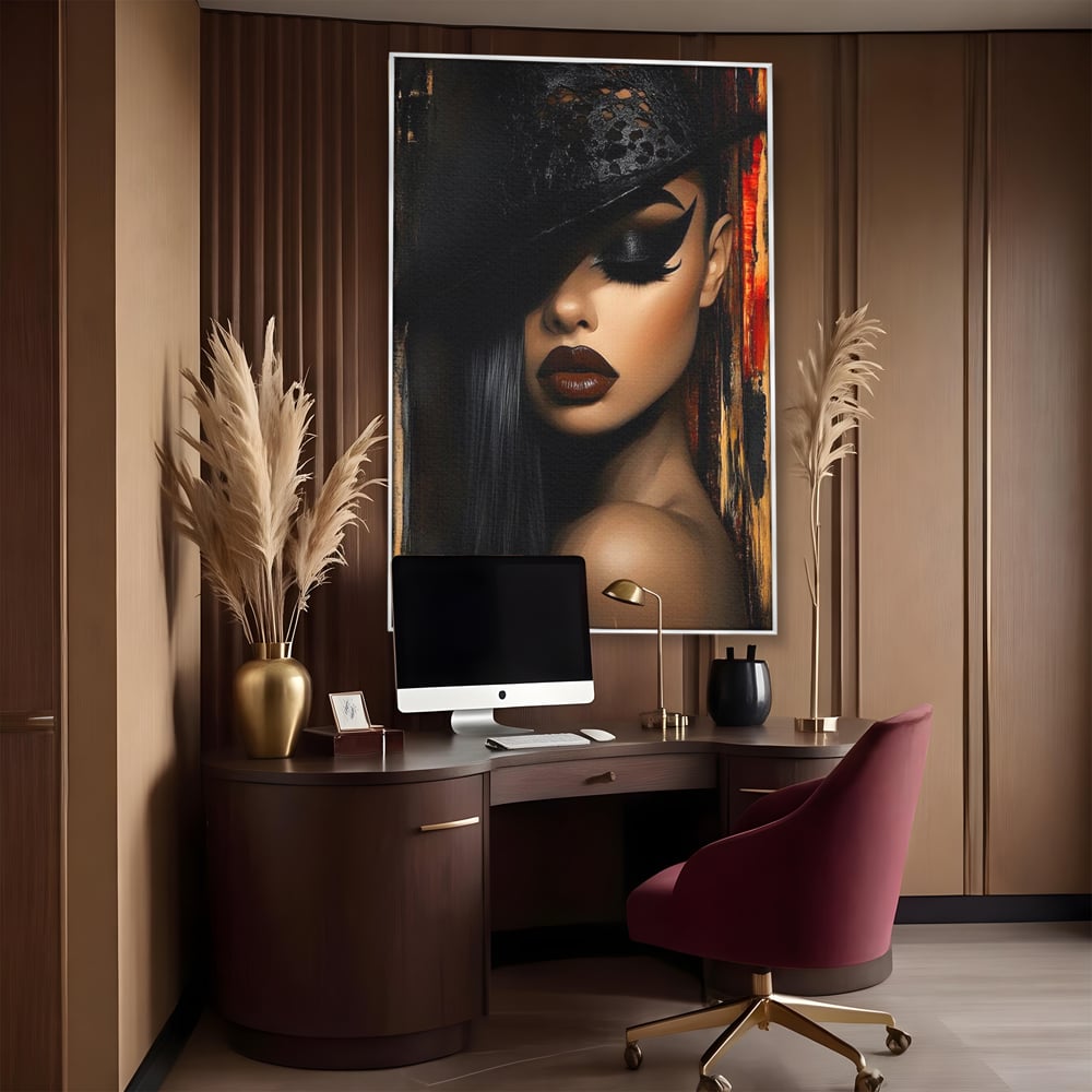 Tablou Canvas Premium, LuxCanva® G1197, Femeia Fatala, Glamour, Intunecat, Mister, Vizual, Seductie, Feminitate, Umbre, Teatral, Forta, Rafinament, Film, Aura, Birou, Living, Dormitor