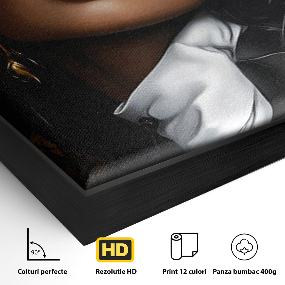 Leinwand Wandbild Canvas Premium, LuxCanva® G1198, Verführung in Faux, Lady, Noir, Joben, Smoking, Samt, Jazz, sinnlich, anspruchsvoll, Theater, Kino, Raffinesse, Dorina, Leidenschaft, Büro, Wohnen, Schlafzimmer