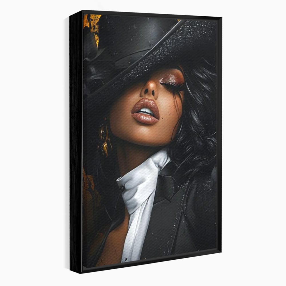 Leinwand Wandbild Canvas Premium, LuxCanva® G1198, Verführung in Faux, Lady, Noir, Joben, Smoking, Samt, Jazz, sinnlich, anspruchsvoll, Theater, Kino, Raffinesse, Dorina, Leidenschaft, Büro, Wohnen, Schlafzimmer