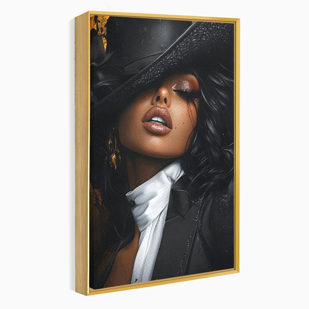 Leinwand Wandbild Canvas Premium, LuxCanva® G1198, Verführung in Faux, Lady, Noir, Joben, Smoking, Samt, Jazz, sinnlich, anspruchsvoll, Theater, Kino, Raffinesse, Dorina, Leidenschaft, Büro, Wohnen, Schlafzimmer