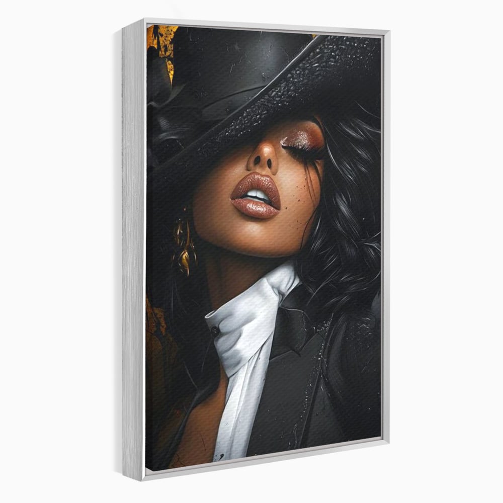 Leinwand Wandbild Canvas Premium, LuxCanva® G1198, Verführung in Faux, Lady, Noir, Joben, Smoking, Samt, Jazz, sinnlich, anspruchsvoll, Theater, Kino, Raffinesse, Dorina, Leidenschaft, Büro, Wohnen, Schlafzimmer