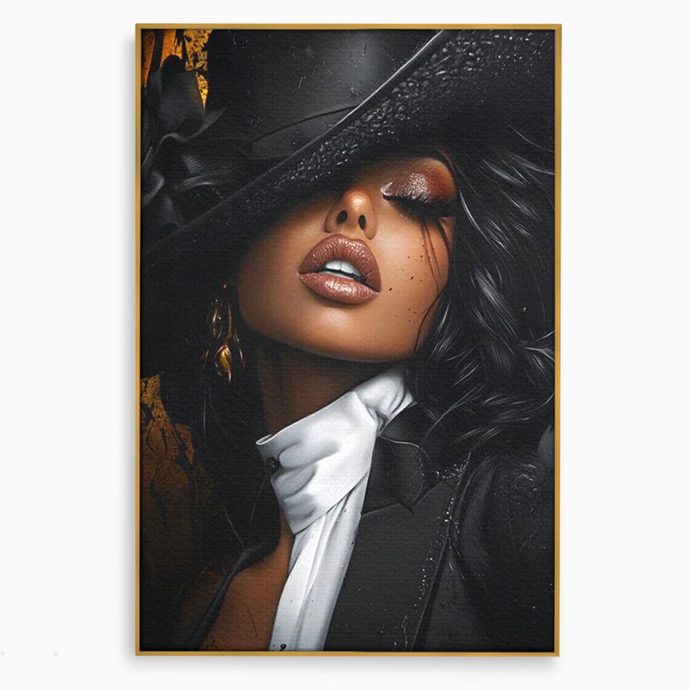Leinwand Wandbild Canvas Premium, LuxCanva® G1198, Verführung in Faux, Lady, Noir, Joben, Smoking, Samt, Jazz, sinnlich, anspruchsvoll, Theater, Kino, Raffinesse, Dorina, Leidenschaft, Büro, Wohnen, Schlafzimmer