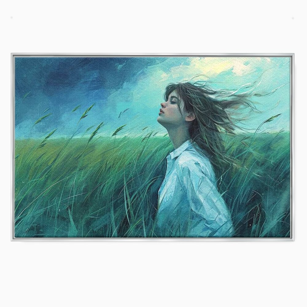 Leinwandbilder Premium, LuxCanva® G1201, Tanz mit dem Himmel, Atmen, Wind, Gesicht, Balance, Universum, Feld, Himmel, Sturm, Unendlichkeit, Erde, Rhythmus, Natur, Feuer, Gras, Leben, Büro, Wohnen, Schlafzimmer