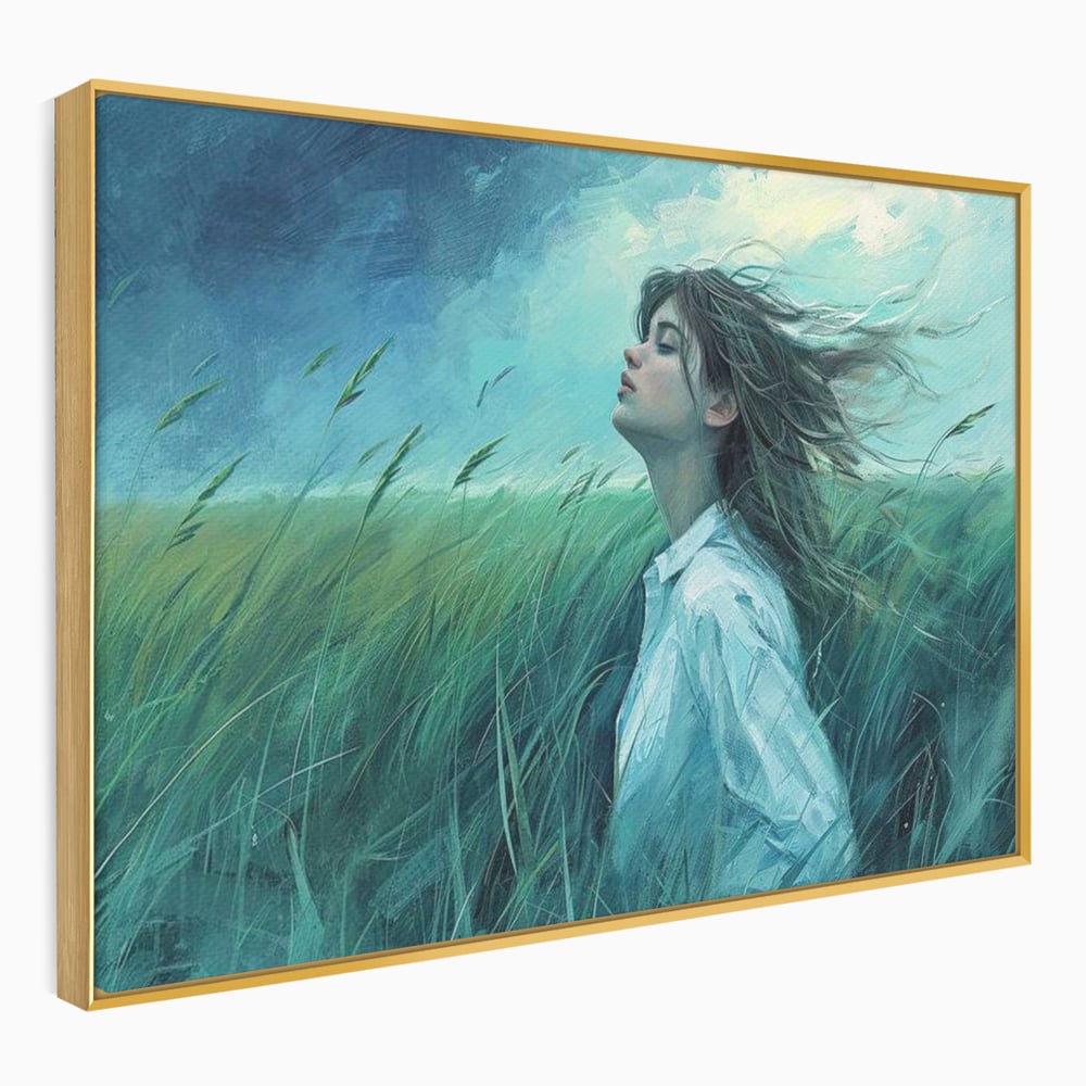 Leinwandbilder Premium, LuxCanva® G1201, Tanz mit dem Himmel, Atmen, Wind, Gesicht, Balance, Universum, Feld, Himmel, Sturm, Unendlichkeit, Erde, Rhythmus, Natur, Feuer, Gras, Leben, Büro, Wohnen, Schlafzimmer