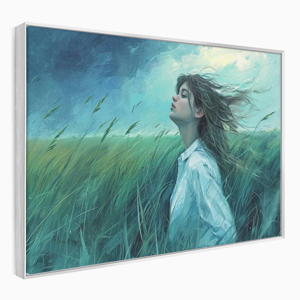 Leinwandbilder Premium, LuxCanva® G1201, Tanz mit dem Himmel, Atmen, Wind, Gesicht, Balance, Universum, Feld, Himmel, Sturm, Unendlichkeit, Erde, Rhythmus, Natur, Feuer, Gras, Leben, Büro, Wohnen, Schlafzimmer