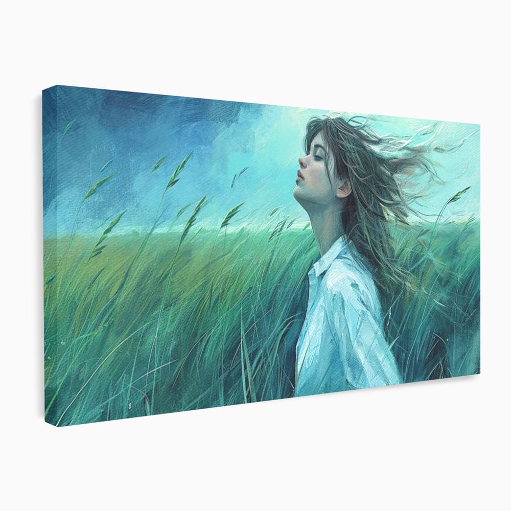 Leinwandbilder Premium, LuxCanva® G1201, Tanz mit dem Himmel, Atmen, Wind, Gesicht, Balance, Universum, Feld, Himmel, Sturm, Unendlichkeit, Erde, Rhythmus, Natur, Feuer, Gras, Leben, Büro, Wohnen, Schlafzimmer