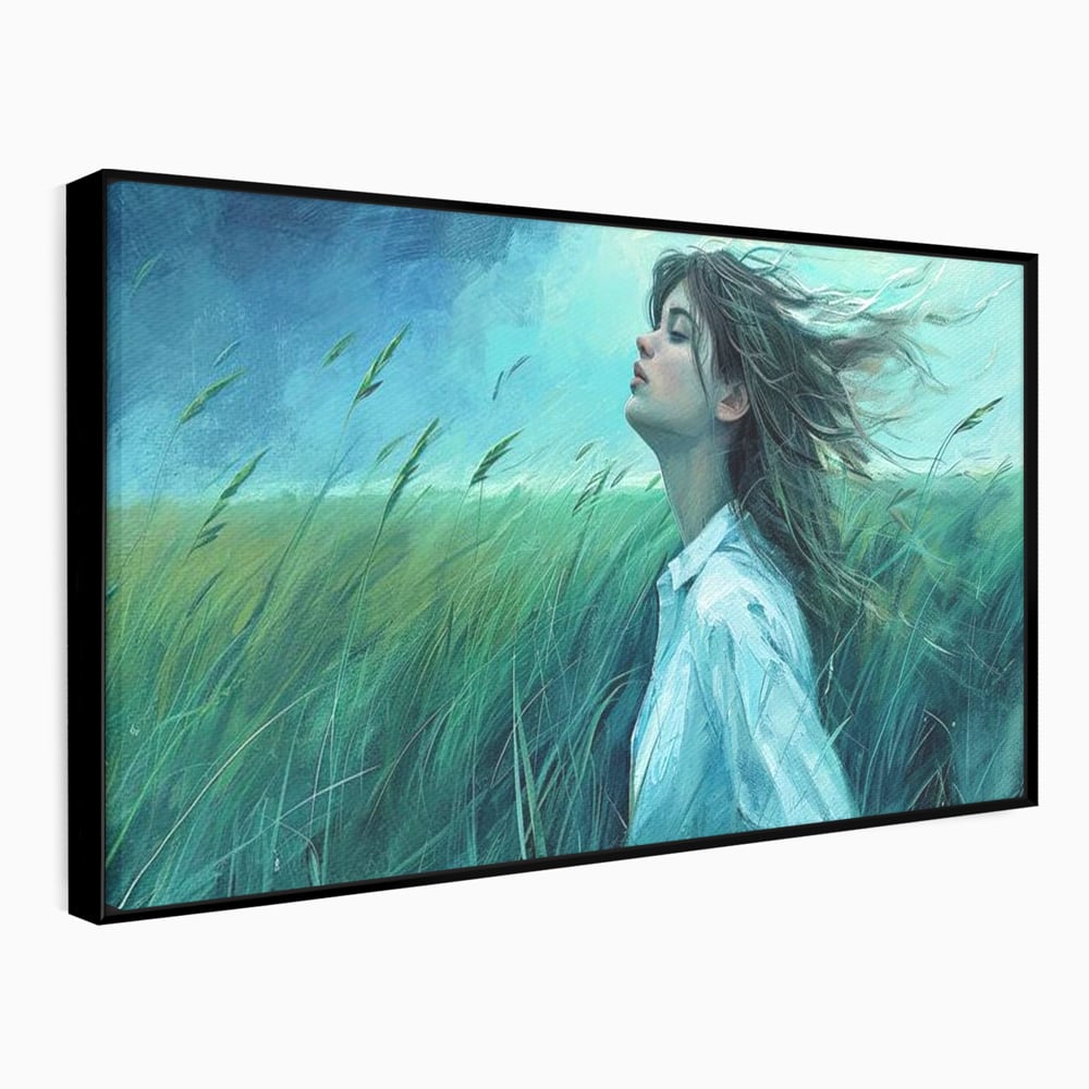 Leinwandbilder Premium, LuxCanva® G1201, Tanz mit dem Himmel, Atmen, Wind, Gesicht, Balance, Universum, Feld, Himmel, Sturm, Unendlichkeit, Erde, Rhythmus, Natur, Feuer, Gras, Leben, Büro, Wohnen, Schlafzimmer