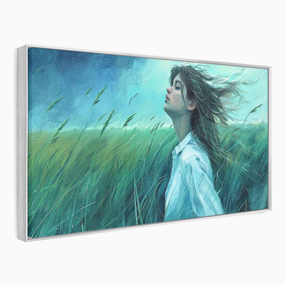 Leinwandbilder Premium, LuxCanva® G1201, Tanz mit dem Himmel, Atmen, Wind, Gesicht, Balance, Universum, Feld, Himmel, Sturm, Unendlichkeit, Erde, Rhythmus, Natur, Feuer, Gras, Leben, Büro, Wohnen, Schlafzimmer