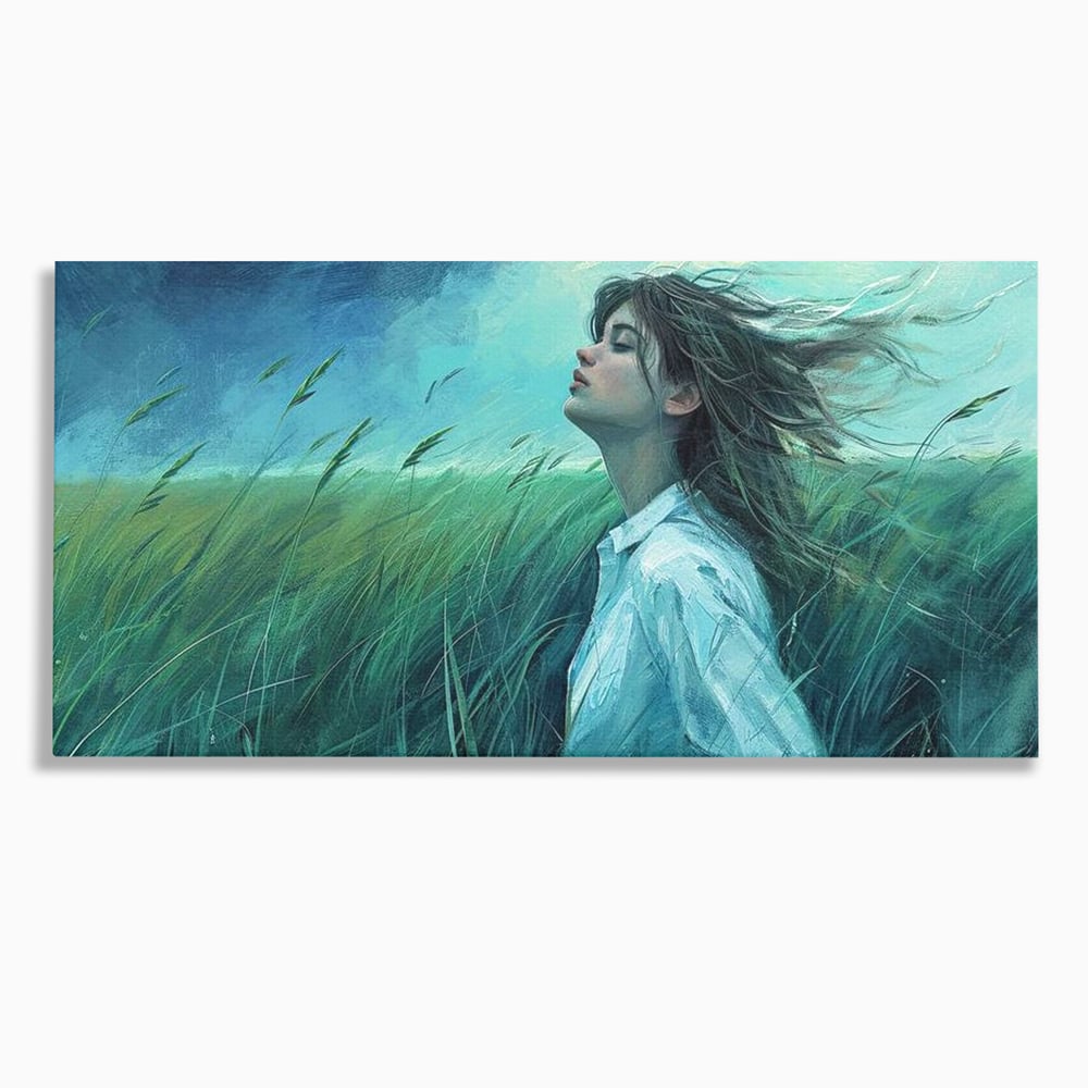 Leinwandbilder Premium, LuxCanva® G1201, Tanz mit dem Himmel, Atmen, Wind, Gesicht, Balance, Universum, Feld, Himmel, Sturm, Unendlichkeit, Erde, Rhythmus, Natur, Feuer, Gras, Leben, Büro, Wohnen, Schlafzimmer