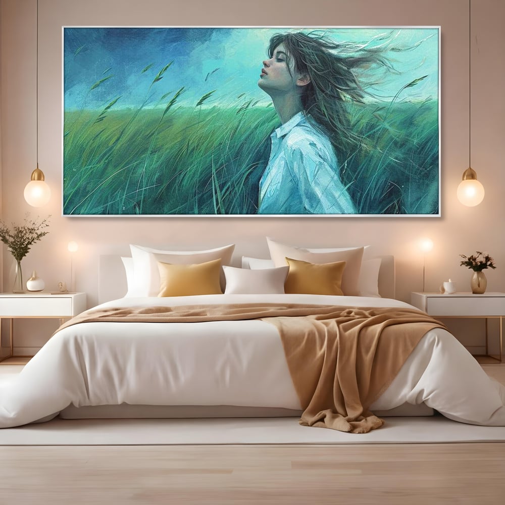 Leinwandbilder Premium, LuxCanva® G1201, Tanz mit dem Himmel, Atmen, Wind, Gesicht, Balance, Universum, Feld, Himmel, Sturm, Unendlichkeit, Erde, Rhythmus, Natur, Feuer, Gras, Leben, Büro, Wohnen, Schlafzimmer