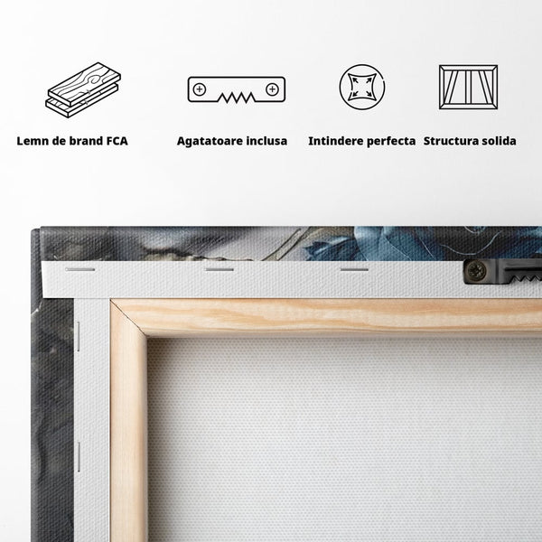 Tablou Canvas Premium, LuxCanva® G1202, Chip in Reconstructie, Cicatrici, Auriu, Albastru, Trandafir, Chip, Metamorfoza, Imposibil, Fisura, Poezie, Emotie, Gotic, Birou, Living, Dormitor