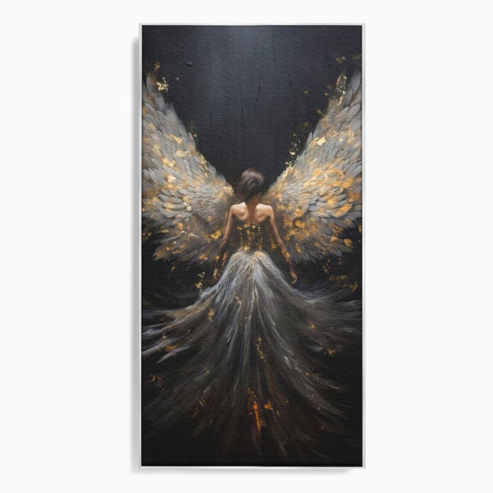 Tablou Canvas Premium, LuxCanva® G1203, Aripile Eternitatii, Divin, Ceresc, Nastere, Lumina, Aripi, Inger, Atingere, Angelic, Transcendenta, Spiritual, Cosmic, Birou, Living, Dormitor