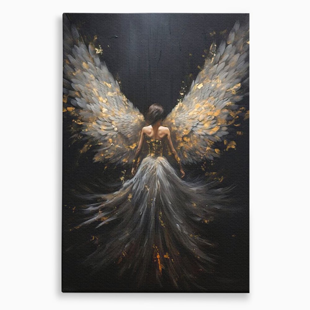 Tablou Canvas Premium, LuxCanva® G1203, Aripile Eternitatii, Divin, Ceresc, Nastere, Lumina, Aripi, Inger, Atingere, Angelic, Transcendenta, Spiritual, Cosmic, Birou, Living, Dormitor
