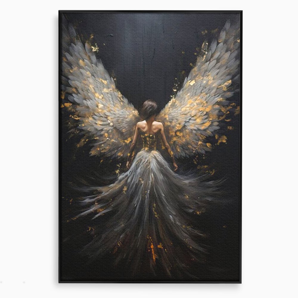 Tablou Canvas Premium, LuxCanva® G1203, Aripile Eternitatii, Divin, Ceresc, Nastere, Lumina, Aripi, Inger, Atingere, Angelic, Transcendenta, Spiritual, Cosmic, Birou, Living, Dormitor