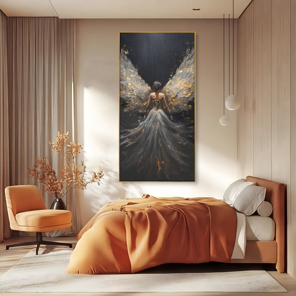 Tablou Canvas Premium, LuxCanva® G1203, Aripile Eternitatii, Divin, Ceresc, Nastere, Lumina, Aripi, Inger, Atingere, Angelic, Transcendenta, Spiritual, Cosmic, Birou, Living, Dormitor