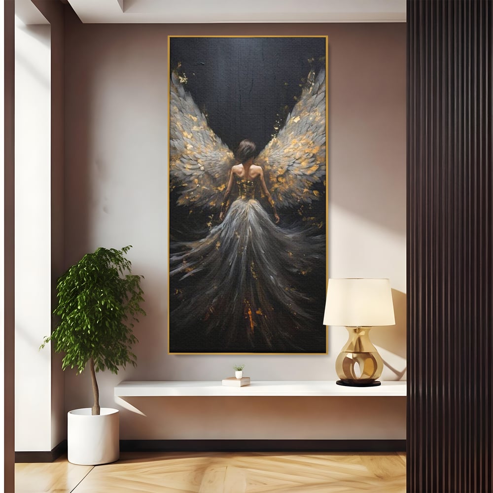 Tablou Canvas Premium, LuxCanva® G1203, Aripile Eternitatii, Divin, Ceresc, Nastere, Lumina, Aripi, Inger, Atingere, Angelic, Transcendenta, Spiritual, Cosmic, Birou, Living, Dormitor