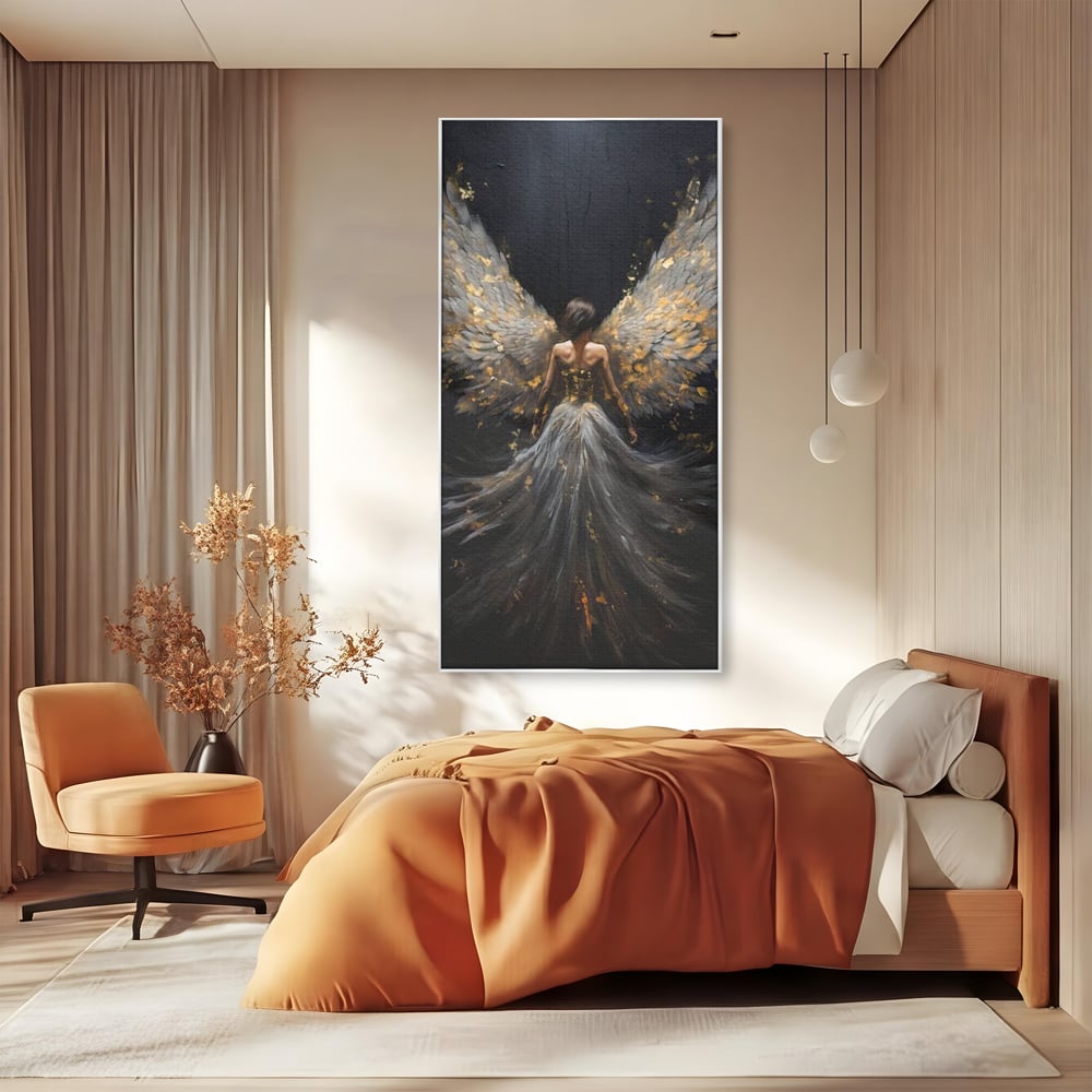 Tablou Canvas Premium, LuxCanva® G1203, Aripile Eternitatii, Divin, Ceresc, Nastere, Lumina, Aripi, Inger, Atingere, Angelic, Transcendenta, Spiritual, Cosmic, Birou, Living, Dormitor