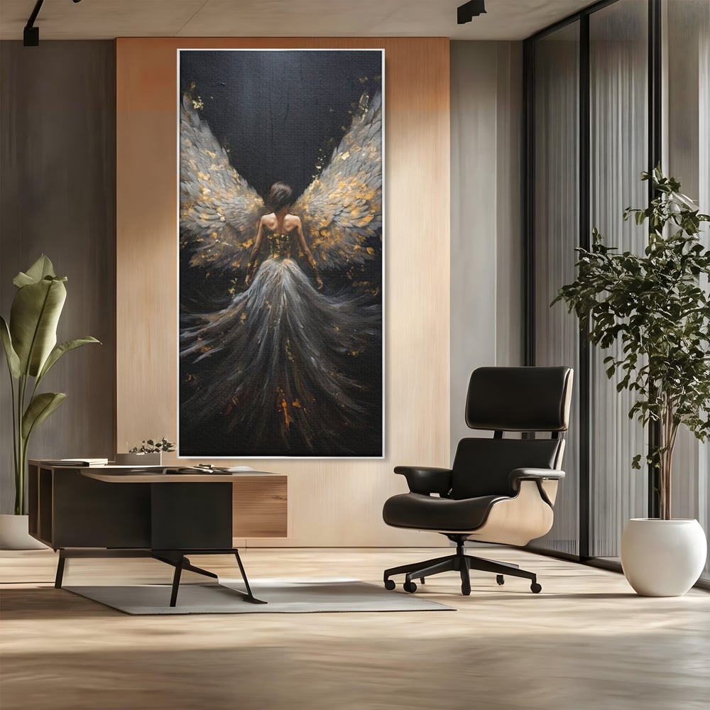 Tablou Canvas Premium, LuxCanva® G1203, Aripile Eternitatii, Divin, Ceresc, Nastere, Lumina, Aripi, Inger, Atingere, Angelic, Transcendenta, Spiritual, Cosmic, Birou, Living, Dormitor