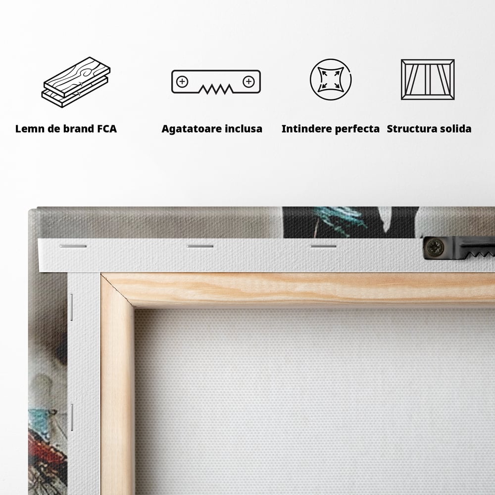 Tablou Canvas Premium, LuxCanva® G1205, Pasi peste Oglinda, Silueta, Pdium, Moda, Manechin, Oniric, Rochie, Voal, Fluiditate, Reflexii, Scenic, Pasi, Tocuri, Birou, Living, Dormitor