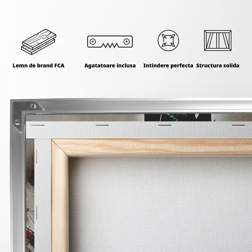 Tablou Canvas Premium, LuxCanva® G1205, Pasi peste Oglinda, Silueta, Pdium, Moda, Manechin, Oniric, Rochie, Voal, Fluiditate, Reflexii, Scenic, Pasi, Tocuri, Birou, Living, Dormitor