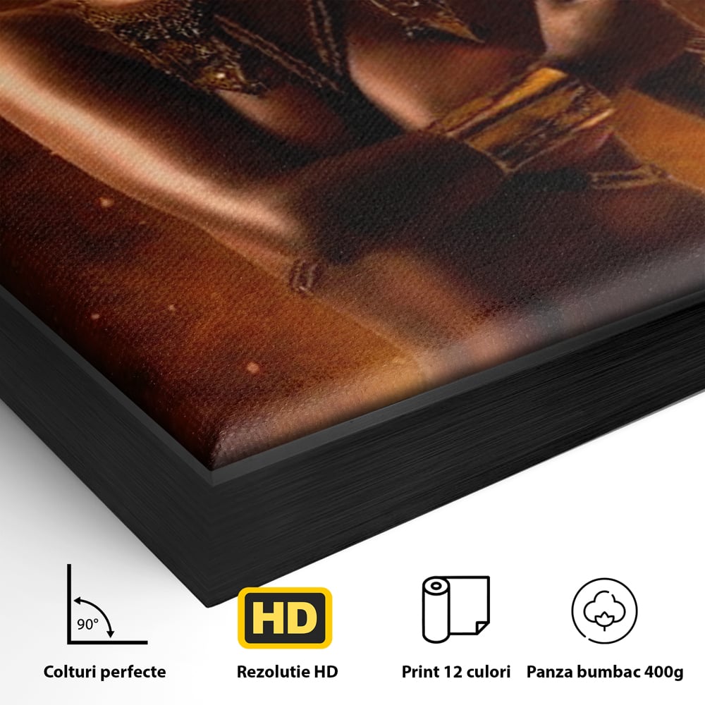 Tablou Canvas Premium, LuxCanva® G1206, Eterna Zeitate, Foc, Ritual, Forta, Turban, Mistic, Sacru, Aur, Incandescent Origine, Cultura, Ceremonie, Regalitate, Cosmic, Birou, Living, Dormitor