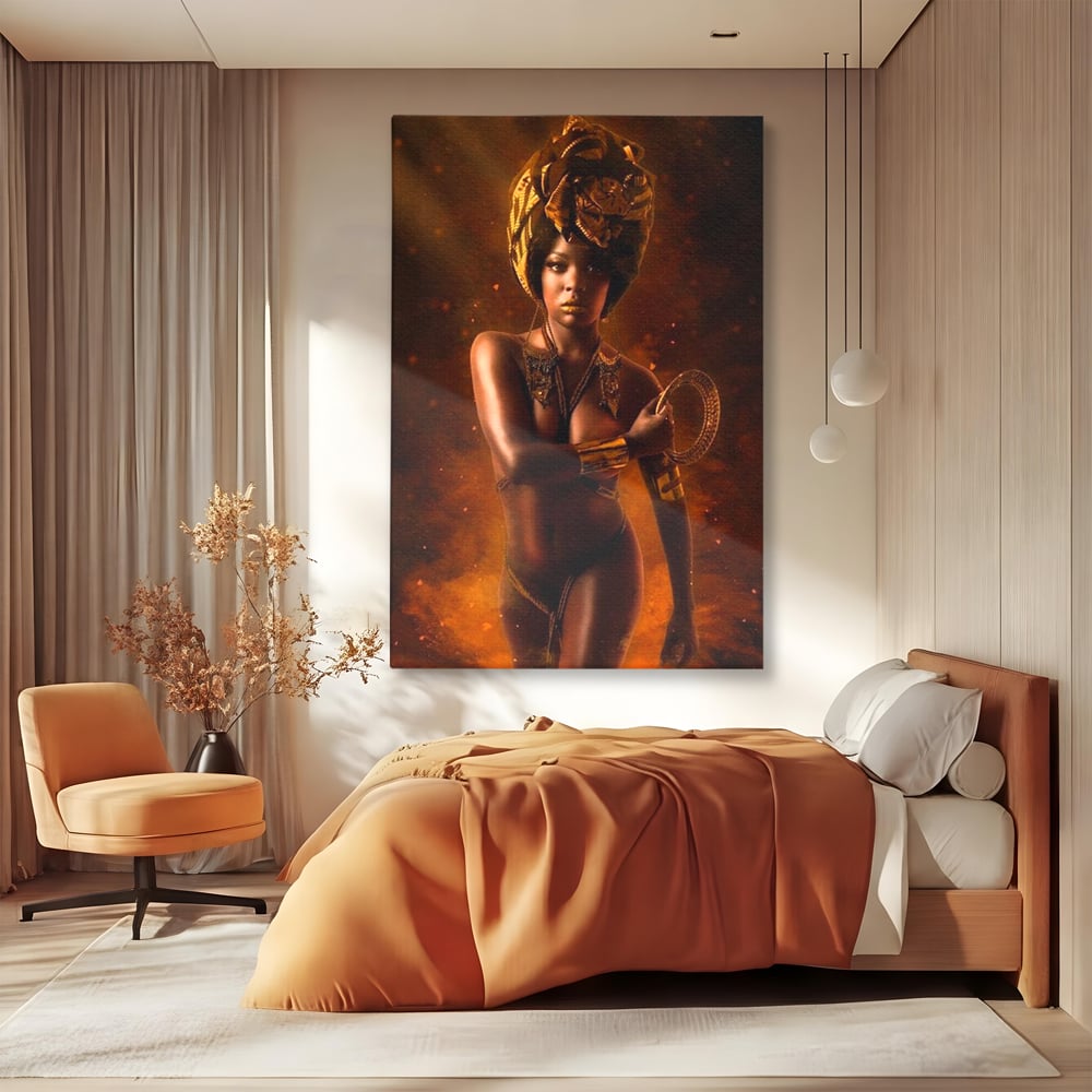 Tablou Canvas Premium, LuxCanva® G1206, Eterna Zeitate, Foc, Ritual, Forta, Turban, Mistic, Sacru, Aur, Incandescent Origine, Cultura, Ceremonie, Regalitate, Cosmic, Birou, Living, Dormitor
