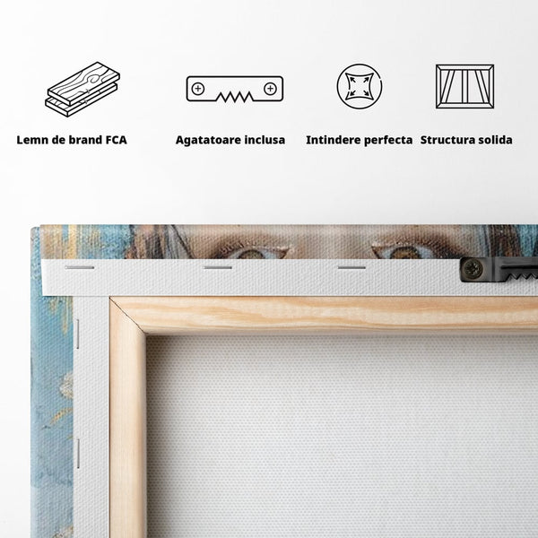 Tablou Canvas Premium, LuxCanva® G1208, Vis de Iasomie, Serenitate, Azuriu, Sublim, Gratie, Frumos, Chip, Portret, Auriu, Reflexii, Mana, Gand, Dorinta, Safir, Privire, Salon, Birou, Living, Dormitor