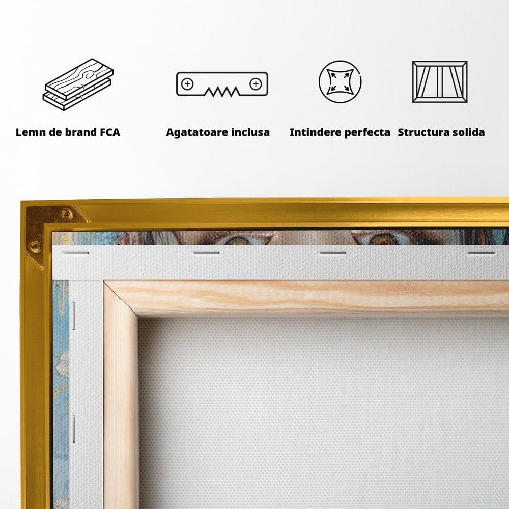 Tablou Canvas Premium, LuxCanva® G1208, Vis de Iasomie, Serenitate, Azuriu, Sublim, Gratie, Frumos, Chip, Portret, Auriu, Reflexii, Mana, Gand, Dorinta, Safir, Privire, Salon, Birou, Living, Dormitor