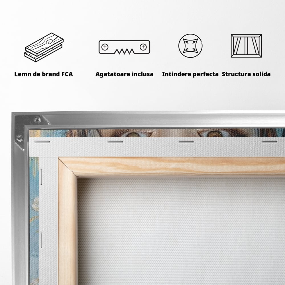 Tablou Canvas Premium, LuxCanva® G1208, Vis de Iasomie, Serenitate, Azuriu, Sublim, Gratie, Frumos, Chip, Portret, Auriu, Reflexii, Mana, Gand, Dorinta, Safir, Privire, Salon, Birou, Living, Dormitor