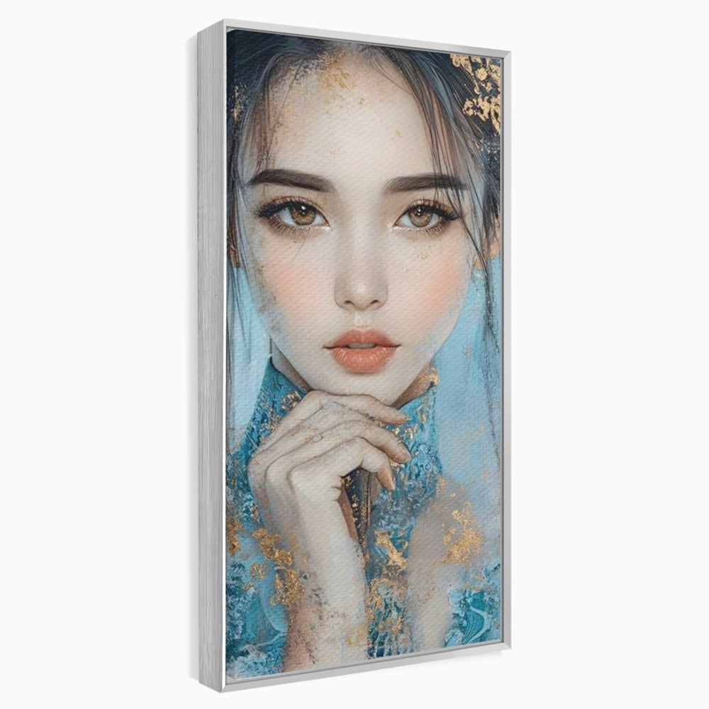 Tablou Canvas Premium, LuxCanva® G1208, Vis de Iasomie, Serenitate, Azuriu, Sublim, Gratie, Frumos, Chip, Portret, Auriu, Reflexii, Mana, Gand, Dorinta, Safir, Privire, Salon, Birou, Living, Dormitor