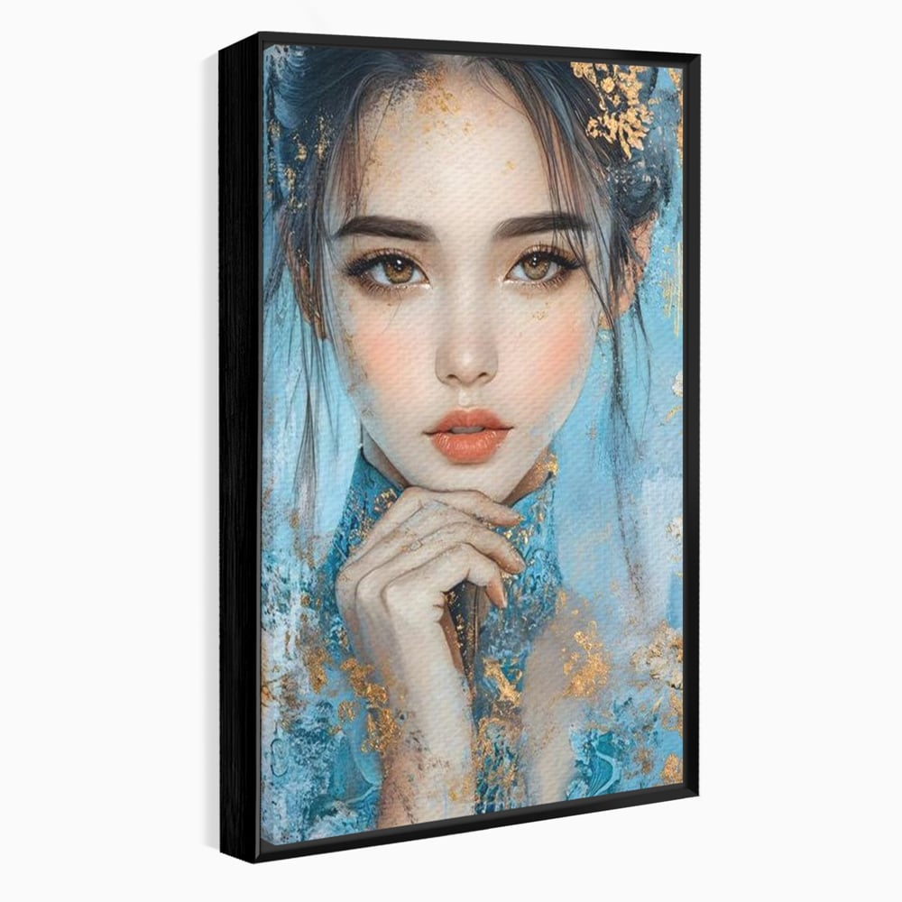 Tablou Canvas Premium, LuxCanva® G1208, Vis de Iasomie, Serenitate, Azuriu, Sublim, Gratie, Frumos, Chip, Portret, Auriu, Reflexii, Mana, Gand, Dorinta, Safir, Privire, Salon, Birou, Living, Dormitor