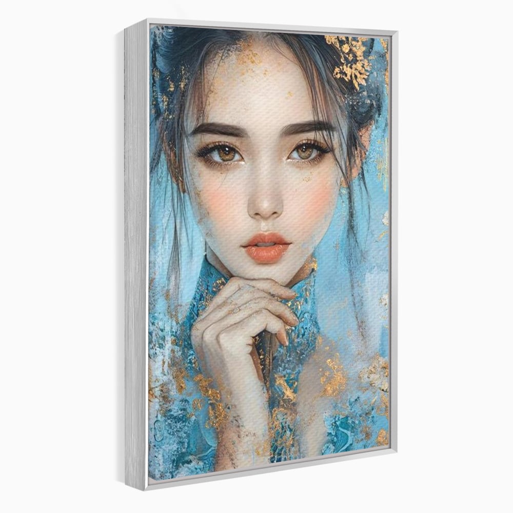 Tablou Canvas Premium, LuxCanva® G1208, Vis de Iasomie, Serenitate, Azuriu, Sublim, Gratie, Frumos, Chip, Portret, Auriu, Reflexii, Mana, Gand, Dorinta, Safir, Privire, Salon, Birou, Living, Dormitor