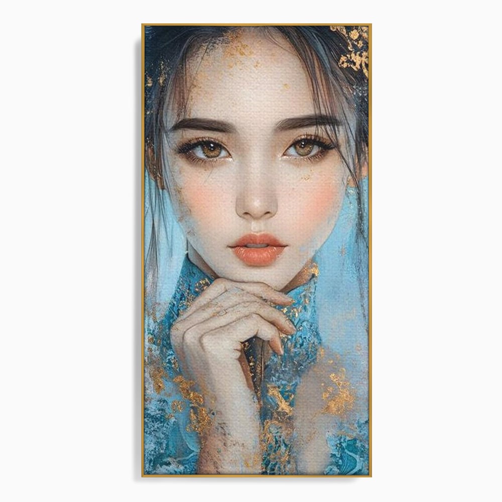 Tablou Canvas Premium, LuxCanva® G1208, Vis de Iasomie, Serenitate, Azuriu, Sublim, Gratie, Frumos, Chip, Portret, Auriu, Reflexii, Mana, Gand, Dorinta, Safir, Privire, Salon, Birou, Living, Dormitor