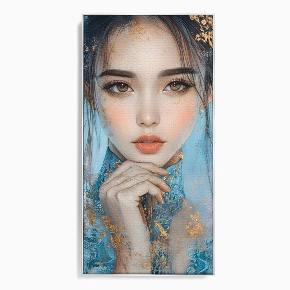 Tablou Canvas Premium, LuxCanva® G1208, Vis de Iasomie, Serenitate, Azuriu, Sublim, Gratie, Frumos, Chip, Portret, Auriu, Reflexii, Mana, Gand, Dorinta, Safir, Privire, Salon, Birou, Living, Dormitor