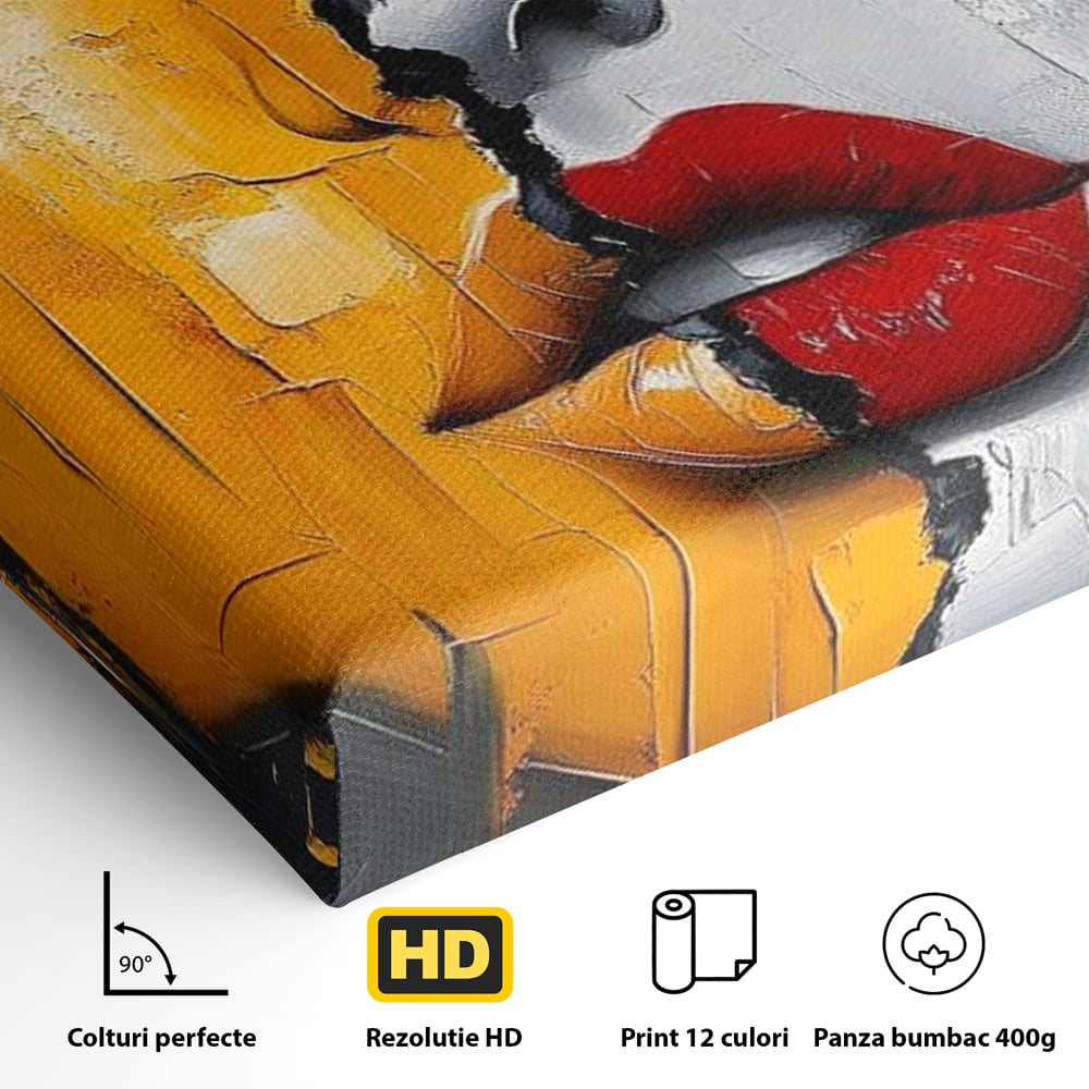Leinwand Premium Canvas Wandkunst, LuxCanva® G1210, Stille und Schrei, Dualität, Mädchen, Kontrast, Schönheit, Licht, Schatten, Maske, Teilung, Wirkung, Herz, Porträt, Stille, Frieden, Lounge, Büro, Wohnzimmer, Schlafzimmer