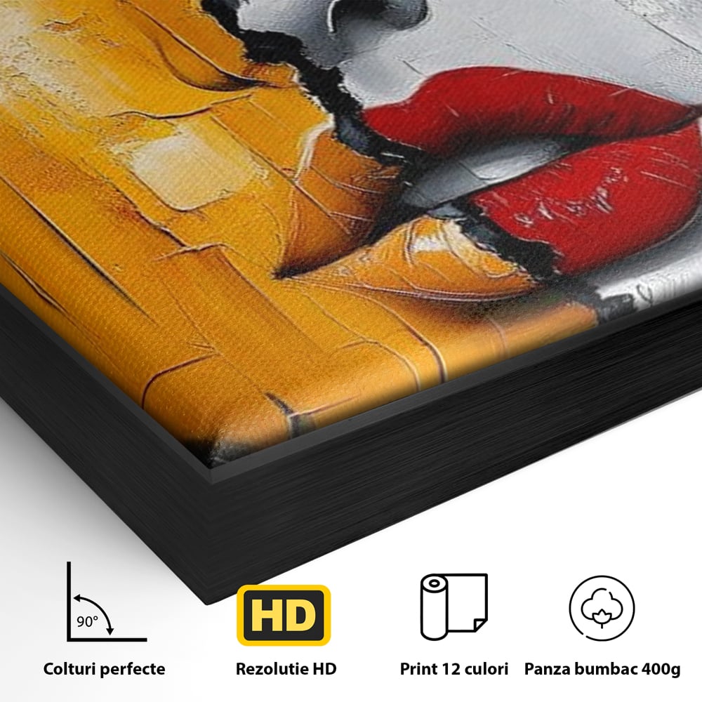 Leinwand Premium Canvas Wandkunst, LuxCanva® G1210, Stille und Schrei, Dualität, Mädchen, Kontrast, Schönheit, Licht, Schatten, Maske, Teilung, Wirkung, Herz, Porträt, Stille, Frieden, Lounge, Büro, Wohnzimmer, Schlafzimmer