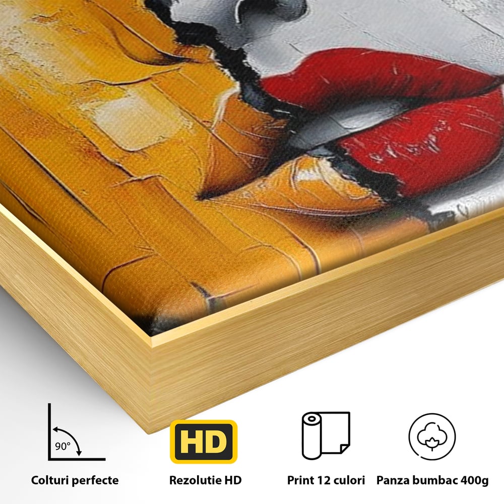 Leinwand Premium Canvas Wandkunst, LuxCanva® G1210, Stille und Schrei, Dualität, Mädchen, Kontrast, Schönheit, Licht, Schatten, Maske, Teilung, Wirkung, Herz, Porträt, Stille, Frieden, Lounge, Büro, Wohnzimmer, Schlafzimmer