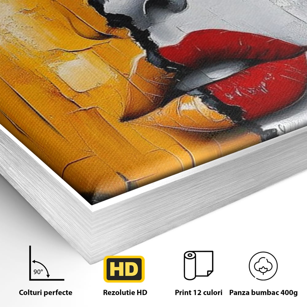 Leinwand Premium Canvas Wandkunst, LuxCanva® G1210, Stille und Schrei, Dualität, Mädchen, Kontrast, Schönheit, Licht, Schatten, Maske, Teilung, Wirkung, Herz, Porträt, Stille, Frieden, Lounge, Büro, Wohnzimmer, Schlafzimmer