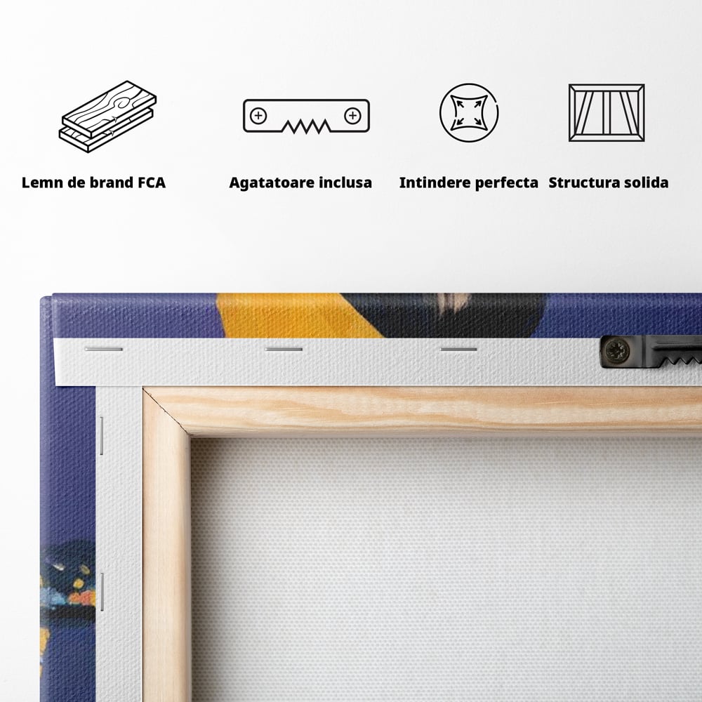 Tablou Canvas Premium, LuxCanva® G1215, Fata din Port, Noapte, Galben, Ploaie, Stele, Safir, Pelerina, Asteptare, Violet, Barci, Oras, Calatoare, Amintire, Speranta, Salon, Birou, Living, Dormitor