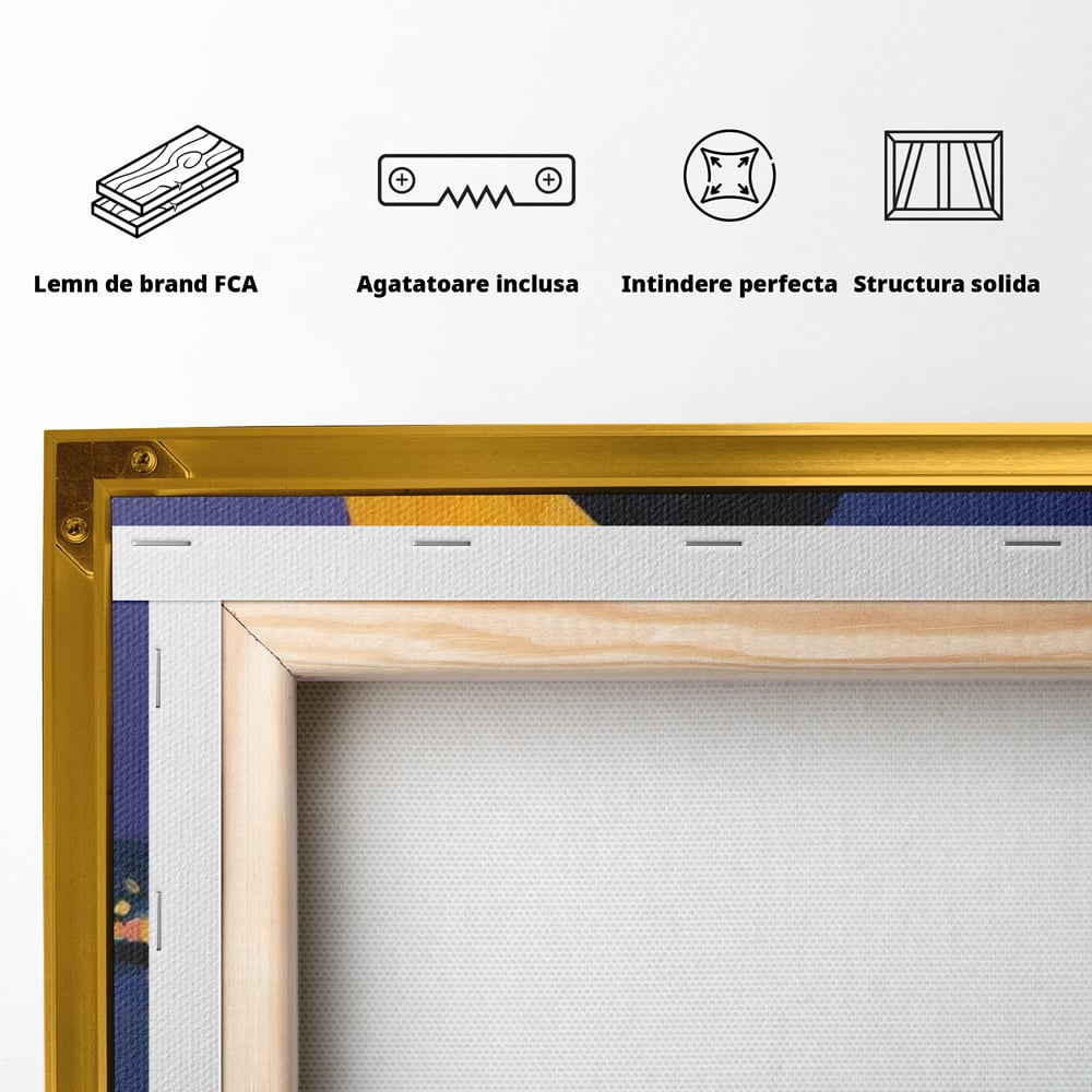 Tablou Canvas Premium, LuxCanva® G1215, Fata din Port, Noapte, Galben, Ploaie, Stele, Safir, Pelerina, Asteptare, Violet, Barci, Oras, Calatoare, Amintire, Speranta, Salon, Birou, Living, Dormitor