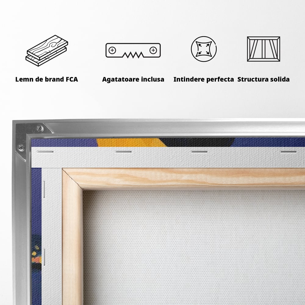 Tablou Canvas Premium, LuxCanva® G1215, Fata din Port, Noapte, Galben, Ploaie, Stele, Safir, Pelerina, Asteptare, Violet, Barci, Oras, Calatoare, Amintire, Speranta, Salon, Birou, Living, Dormitor