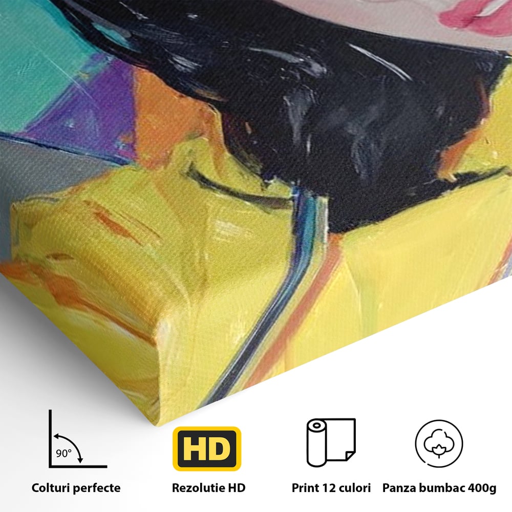 Tablou Canvas Premium, LuxCanva® G1216, Energia Tineretii, Privire, Curcubeu, Umbrela, Ploaie, Ochi, Turcoaz, Zambet, Cromatic, Neon, Vise, Aura, Dans, Melodie, Acvatic, Salon, Birou, Living,
