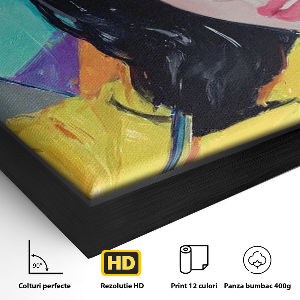 Tablou Canvas Premium, LuxCanva® G1216, Energia Tineretii, Privire, Curcubeu, Umbrela, Ploaie, Ochi, Turcoaz, Zambet, Cromatic, Neon, Vise, Aura, Dans, Melodie, Acvatic, Salon, Birou, Living,