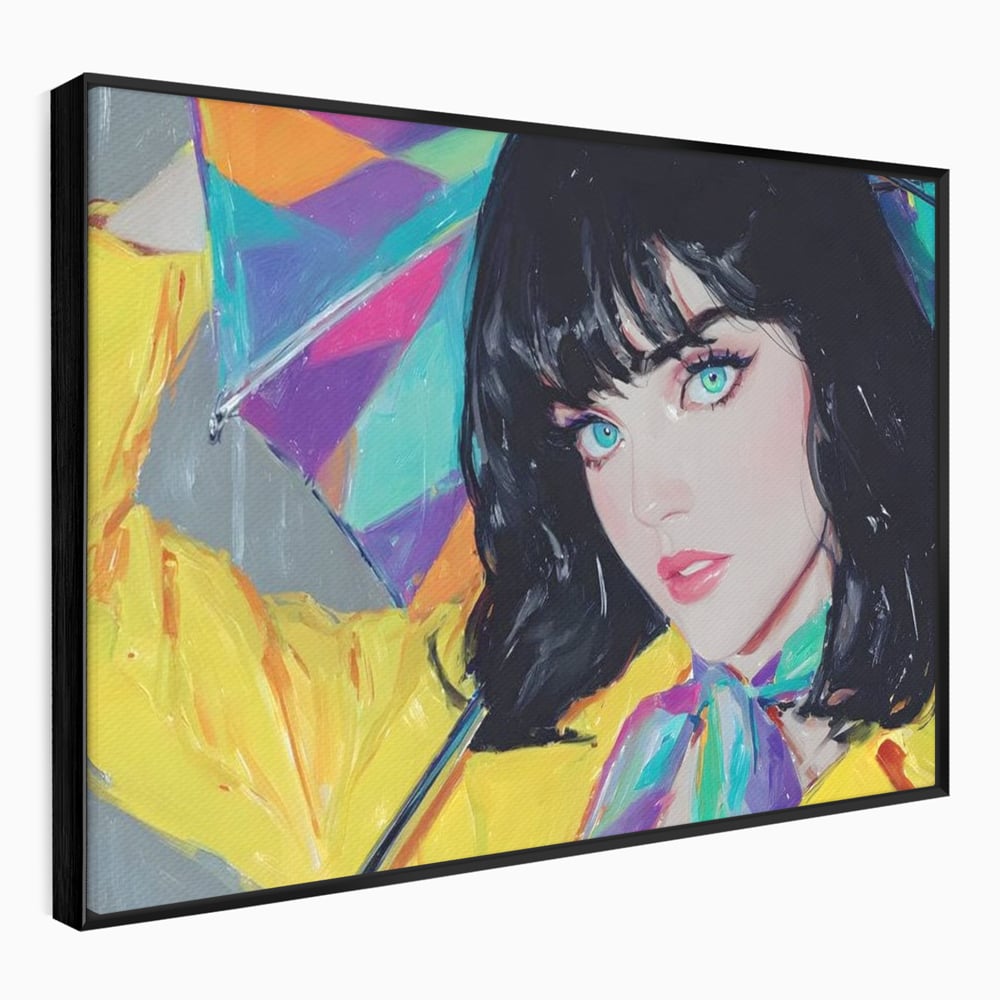 Tablou Canvas Premium, LuxCanva® G1216, Energia Tineretii, Privire, Curcubeu, Umbrela, Ploaie, Ochi, Turcoaz, Zambet, Cromatic, Neon, Vise, Aura, Dans, Melodie, Acvatic, Salon, Birou, Living,