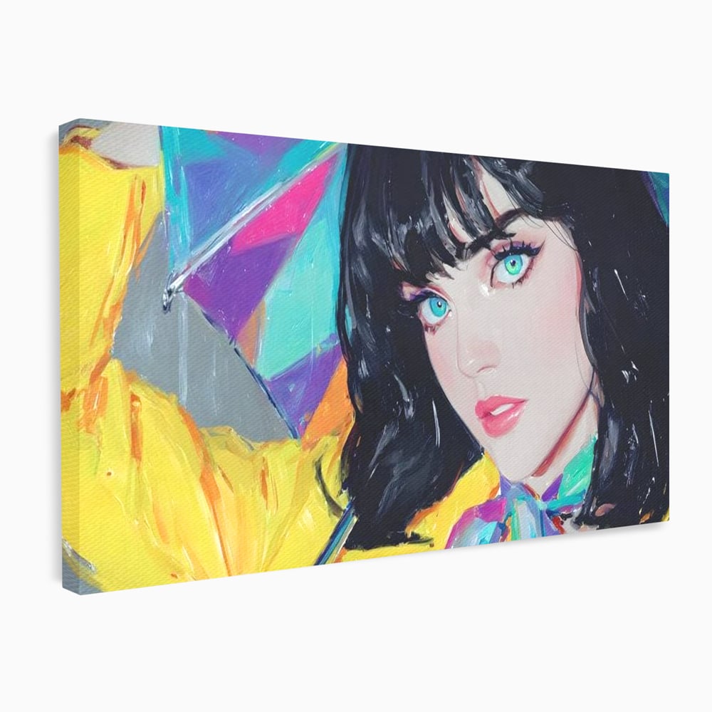 Tablou Canvas Premium, LuxCanva® G1216, Energia Tineretii, Privire, Curcubeu, Umbrela, Ploaie, Ochi, Turcoaz, Zambet, Cromatic, Neon, Vise, Aura, Dans, Melodie, Acvatic, Salon, Birou, Living,