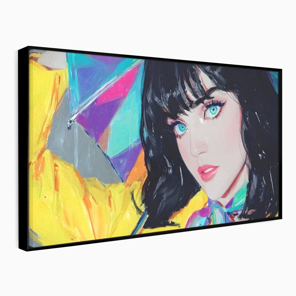 Tablou Canvas Premium, LuxCanva® G1216, Energia Tineretii, Privire, Curcubeu, Umbrela, Ploaie, Ochi, Turcoaz, Zambet, Cromatic, Neon, Vise, Aura, Dans, Melodie, Acvatic, Salon, Birou, Living,