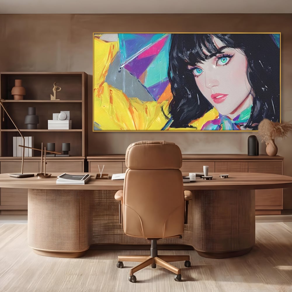 Tablou Canvas Premium, LuxCanva® G1216, Energia Tineretii, Privire, Curcubeu, Umbrela, Ploaie, Ochi, Turcoaz, Zambet, Cromatic, Neon, Vise, Aura, Dans, Melodie, Acvatic, Salon, Birou, Living,